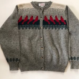Vintage Cardinal Christmas Wool Cardigan Sweater